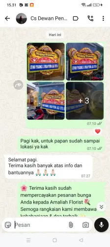 Testimonial Papan Bunga Pernikahan pasirawi